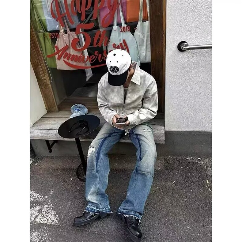百搭流行美式复古大理石纹皮衣外套男春秋高级感皮夹克JK849,男装夹克,星座208-5