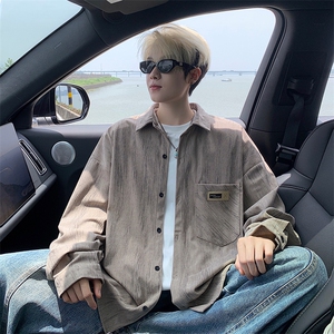 衬衫男春季新款港风宽松大码灯芯绒扎染长袖衬衣CS3097-P42图片