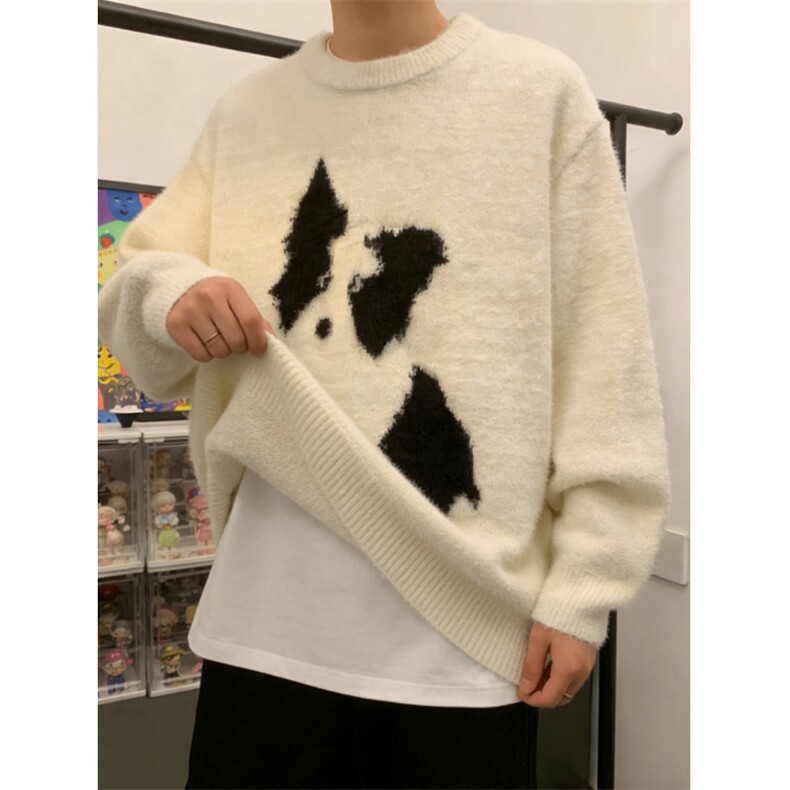 1506/QMY95950/P53美式卡通小狗圆领针织衫慵懒休闲情侣内搭,男装针织衫/毛衣,星座1506