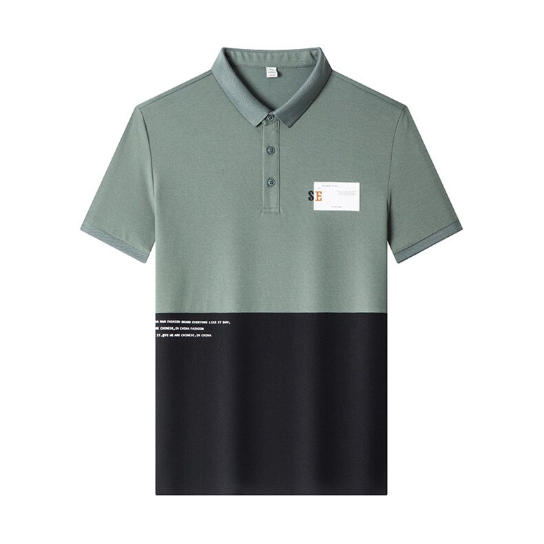男士时尚拼色短袖T恤男薄款翻领POLO衫男装夏季青年百搭体恤衫潮图片
