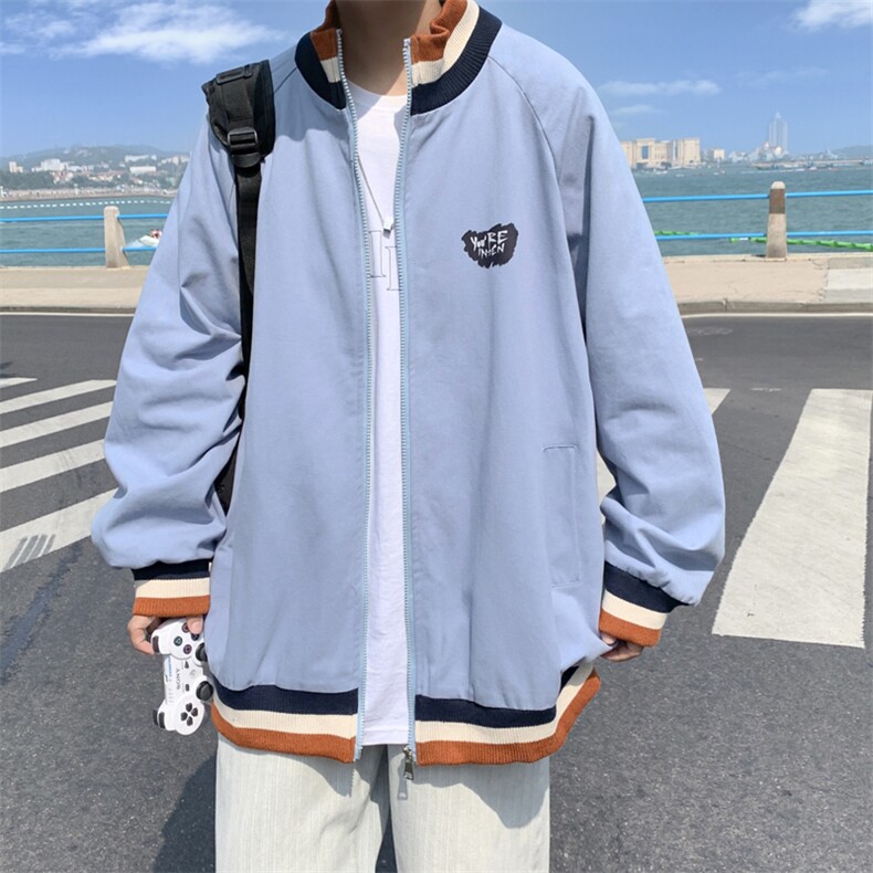 J607P30港风外景百搭字母印花三色立领夹克秋季新款休闲潮,男装夹克,电商A026-1