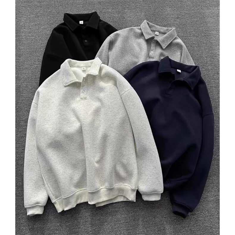 抖音得物高品质二开 25秋冬美式高街结构设计POLO翻领卫衣外套W77图片