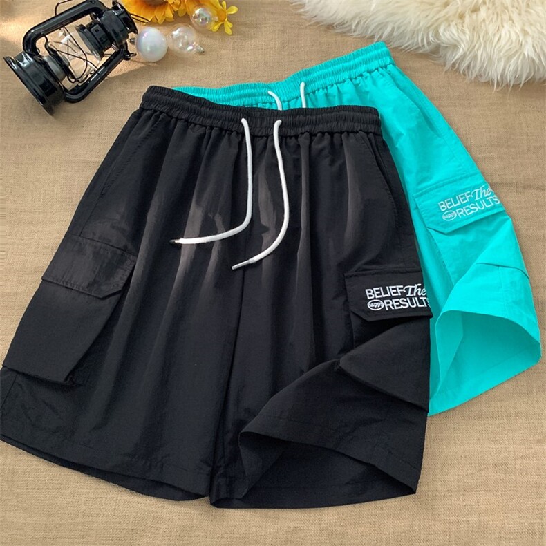 春夏新款多巴胺口袋刺绣短裤宽松大码 M~4XL XZ604-DK213-P35控48图片
