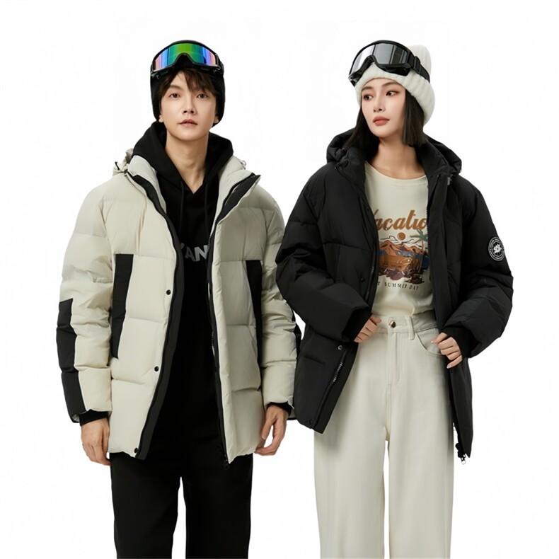 大鹅短款连帽拼色韩版宽松纯色学生白鸭绒羽绒服外套男校控价268，男装羽绒服，星座301D-5(原星座1415）