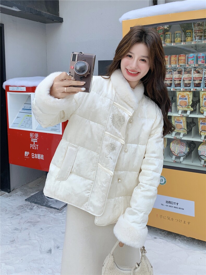 2025年冬季新中式短款羽绒服50白鸭绒RF2C290-7801#-P295-K399,女装羽绒服,蝶眷