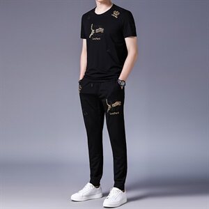D95106 2021夏季新款高端商务高品质套装男韩版透气男装图片