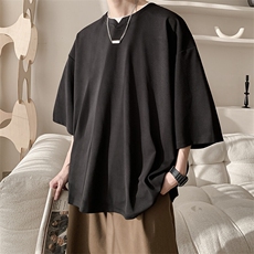 8XL-M冰丝凉感短袖T恤夏季大码V领垂感五分半袖体恤衫DX1206/P35，男装T恤，电商B238