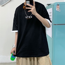 夏季新款日进斗金印花宽松版圆领短袖T恤衫男青少年D81，男装T恤，电商A335-1（原A458）
