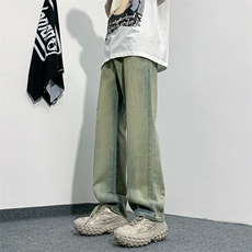 欧美高街水洗大口袋直筒设计百搭休闲牛仔裤N01455-P45，男装牛仔裤，星座308B-1