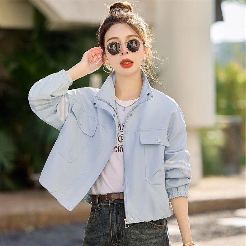 休闲百搭立领短款外套女2025春秋新款小个子时尚宽松显瘦夹克上衣,女装短外套,星宇服饰