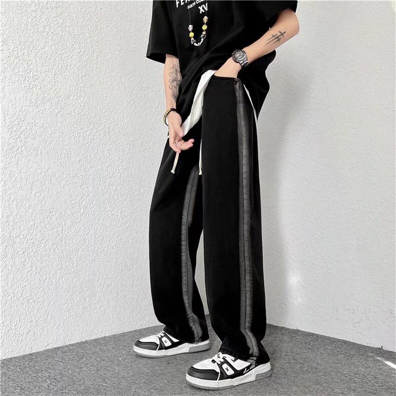 扎染牛仔裤男秋冬oversize潮牌美式直筒裤宽松阔腿裤子N1499-P45,男装牛仔裤,星座1008-1