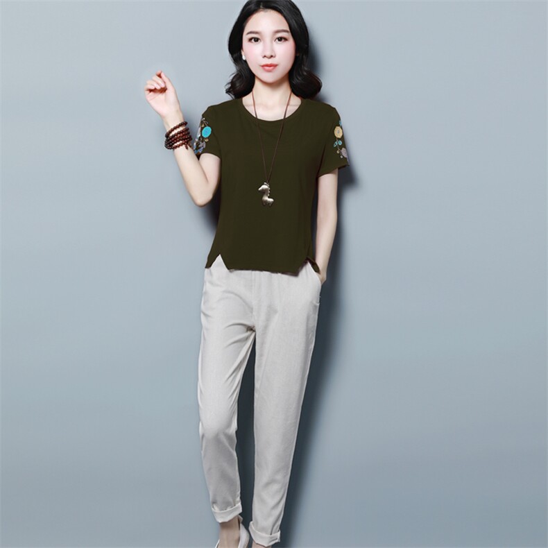2021新款时尚女装两件套装绣花设计显瘦修身舒适百搭,女装套装/套裙,涵誉