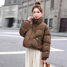 美拉德洋气时尚短款立领羽绒服女2025秋冬季新款小个子白鸭绒外套，女装羽绒服，意芙