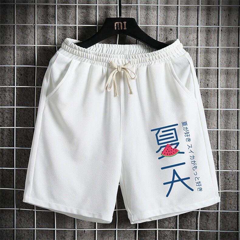 MK37192-P15冰丝短裤男士大码宽松休闲五分裤男运动中裤网格,男装休闲裤,电商A040A