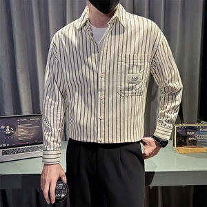 新款2025秋冬男士休闲长袖衬衫小伙主推内搭条纹衬衣C817P58控88图片