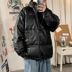 1港风PU皮服面包服男女情侣中性大码加厚皮衣7967特P78控108，男装棉衣，星座226-2