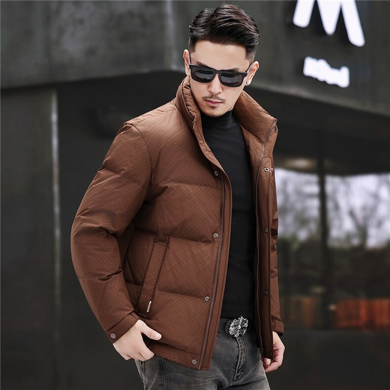2025新款冬季立领短款90白鸭绒羽绒服外套中年男装加厚羽绒服夹克,男装夹克,钱塘723