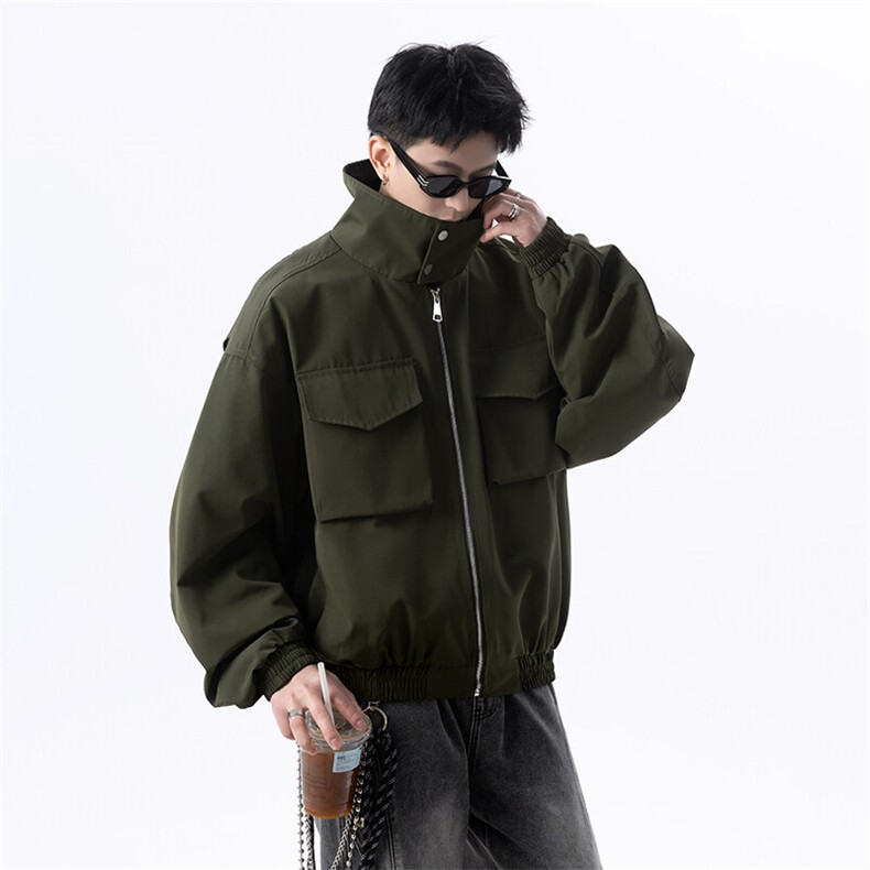 春季港风日系复古纯色贴袋拼接款翻领夹克男 XZ213-JK18-P88控118图片