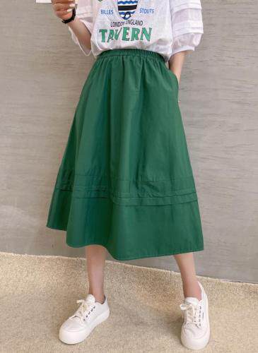 XL9912春夏2021港风设计款压褶A字裙复古百搭松半身裙,女装半身裙,L·H·X