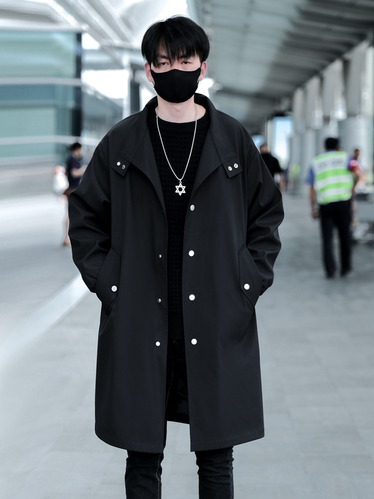得物长年大货风衣男中长款呢大衣男F987款P95韩风外景A,男装风衣,星座401