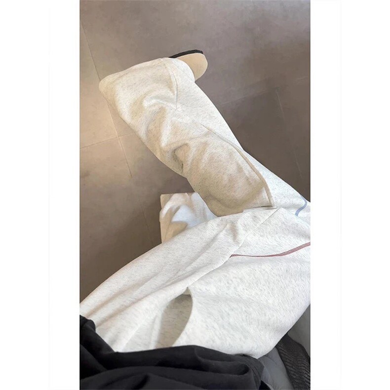 美式撞色哈苏线弯刀运动卫裤男秋季潮牌简约宽松直筒阔腿休闲裤子,男装休闲裤,星座313A(原308A-2)