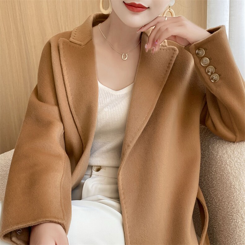 羊毛大衣女新款冬季韩版时尚流行羊毛呢子外套,女装双面呢大衣,召鑫羊绒双面呢