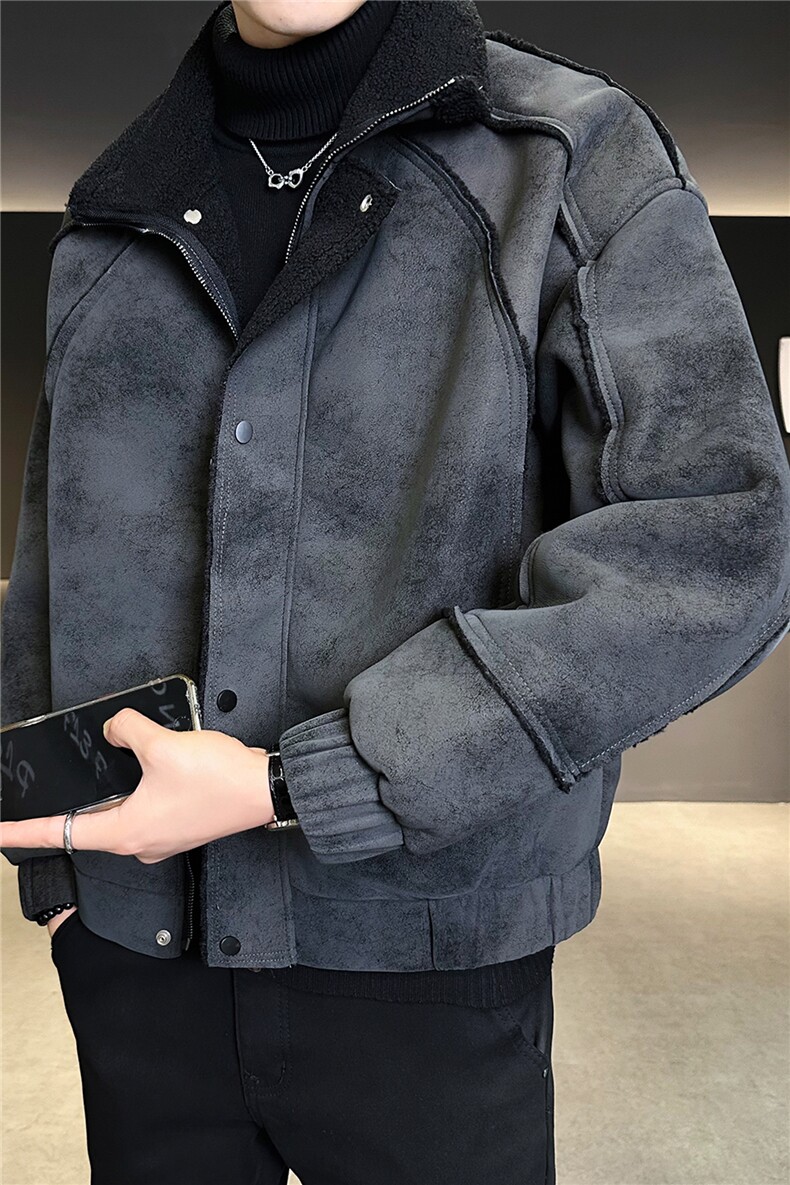 皮毛一体外套男士皮衣冬季2025新款加绒加厚皮夹克A313-9926-P178,男装夹克,电商A313