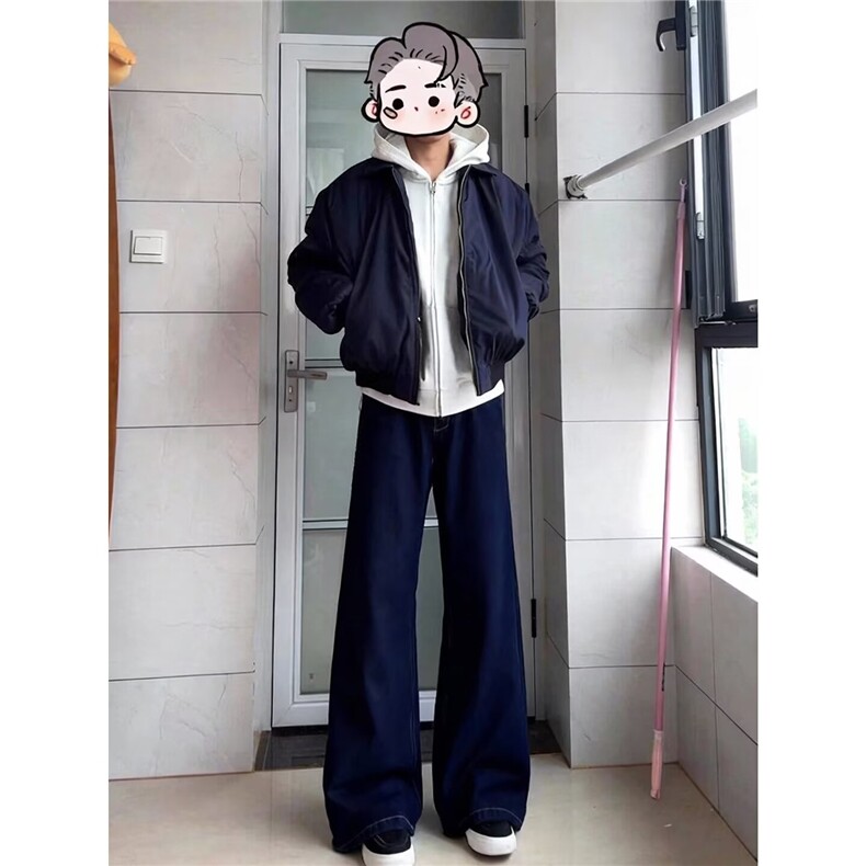 1506/Q62480/P42美式翻领棒球服藏青色飞行员夹克男上衣服图片