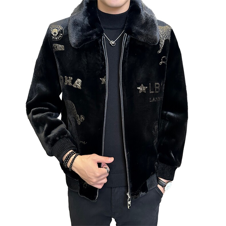 冬男士翻领外套中年商务休闲金貂绒夹克保暖上衣ZX6666-P220,男装夹克,星座1105-3