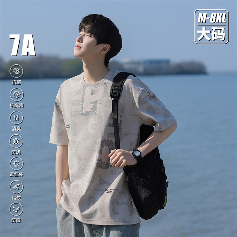 7A抗菌夏季大码潮流时尚动漫印花男士短袖图片
