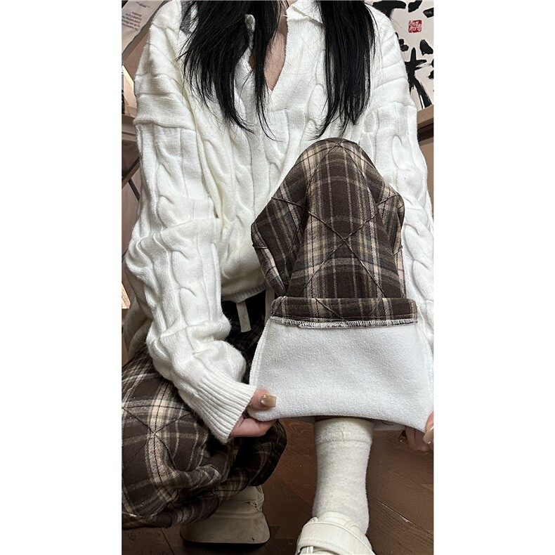 冬季新款潮流美式复古格子加绒宽松休闲裤B315-K862JR-p65控88,男装休闲裤,电商B315
