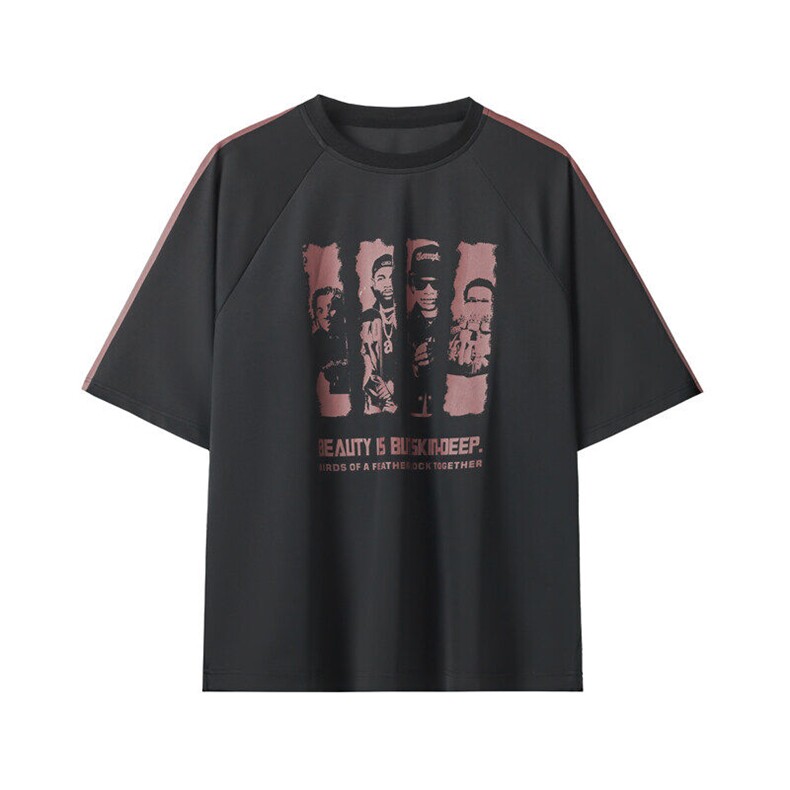2025夏季新款旋律风车大码冰丝印花短袖套装M-5XHQ25585-P60,男装休闲套装,电商A022