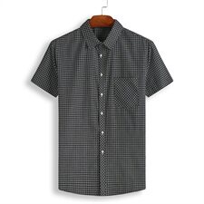 夏装新款加肥加大码男式短袖衬衫格子休闲衬衣XL-7XL19C01，男装衬衫，星座802