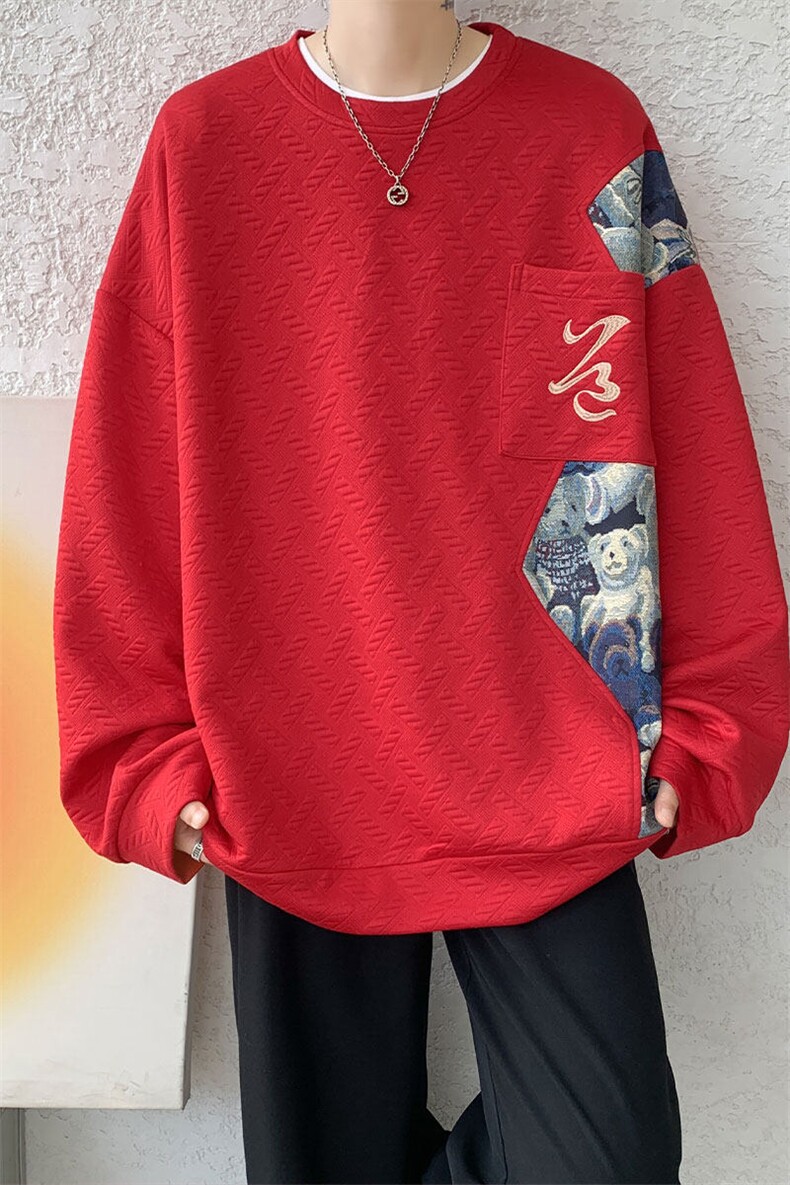 现货WY10063-P45控78春季新款高品质百搭小熊大码卫衣,男装卫衣,电商A059