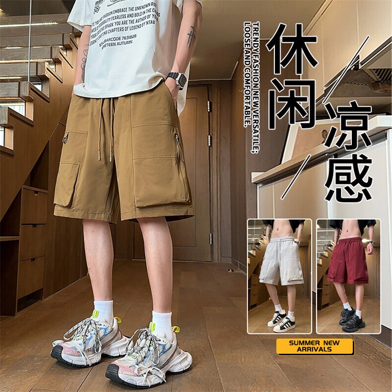 抖音品质美式新款工装短裤男潮牌宽松直筒A146-GY502特p35量大优,男装牛仔裤,HDA146