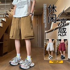 抖音品质美式新款工装短裤男潮牌宽松直筒A146-GY502特p35量大优，男装牛仔裤，HDA146