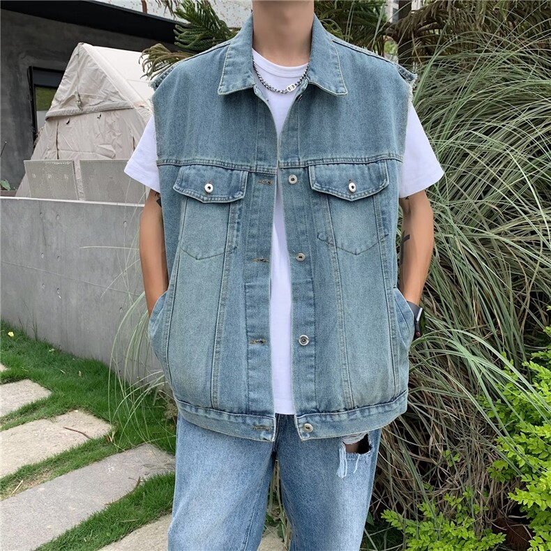 牛仔马甲男韩版潮流高街帅气2024春夏新款ins宽松外套W4832-P53，男装背心/马甲，星座412-3