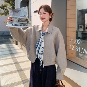 韩版减龄短款呢子外套女2025春秋季新款休闲显瘦百搭休闲毛呢上衣图片