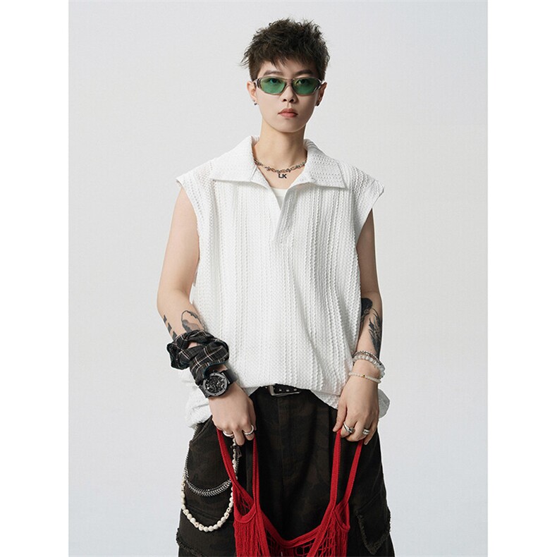 8XL-M夏竖条纹纯棉背心男韩版宽松坎肩休闲运动午休T恤肌理DX333,男装T恤,电商D206-1