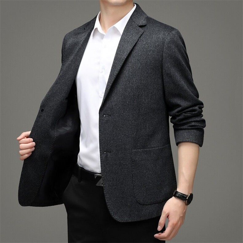西服AE8510羊绒羊毛西装高品质暗纹圆角无开叉单西装外套，男装西服套装，钱塘207-1