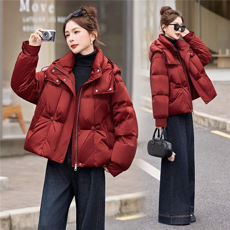 超好看短款羽绒服女2025冬新款时髦洋气白鸭绒外套,女装羽绒服,伊仟回