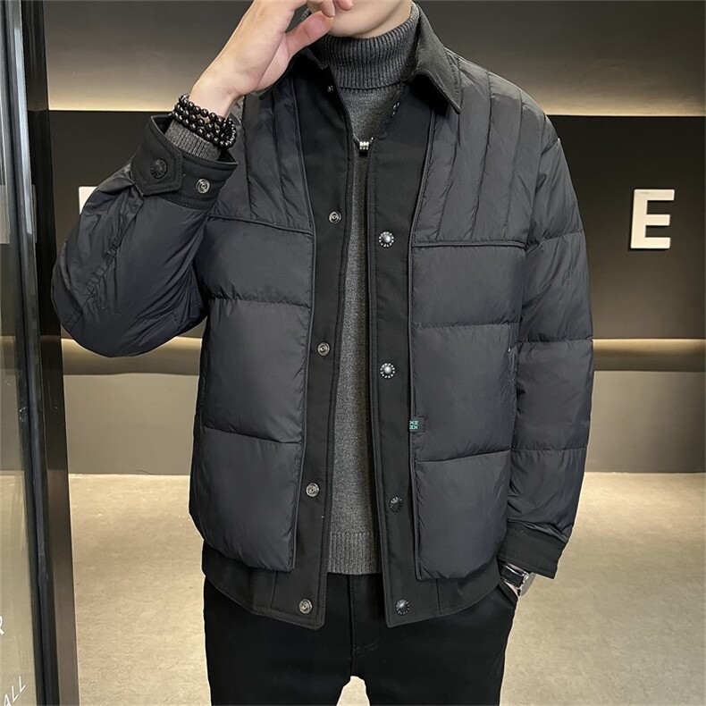 标90绒2025冬季店主风翻领简约保暖羽绒服外套男8082-P260,男装羽绒服,电商A413