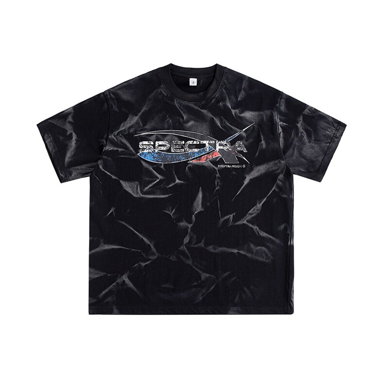 2025新款潮牌短袖宽松韩版字母印花扎染工艺T恤T9009/P5588，男装T恤，星座202-1