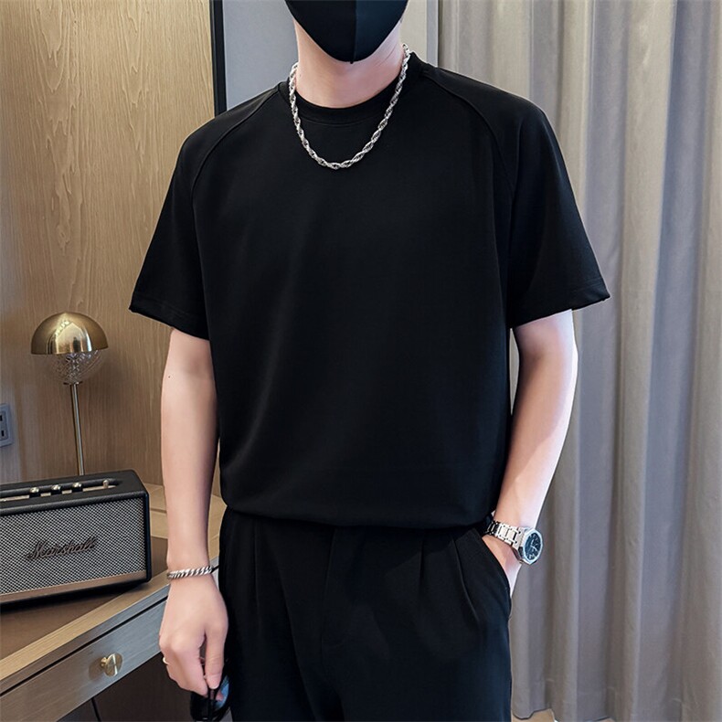 夏打底衫纯色百搭纯色圆领T恤短袖社会小伙A236-82539-特P36图片