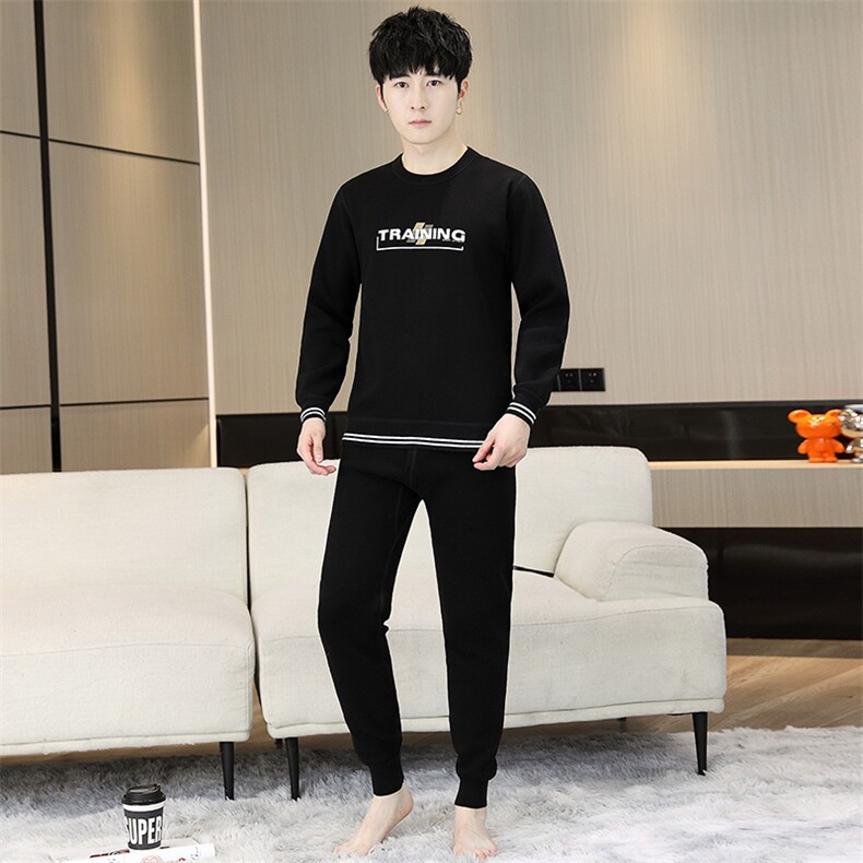 男士秋衣秋裤青少年学生保暖内衣加绒加厚套装TZ1103-P67,男装休闲套装,星座310B-3