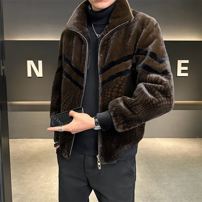 冬季男士时尚加厚仿皮草保暖爸爸装商务夹克外套ZX8960-P245,男装夹克,星座1105-3