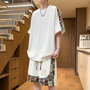 夏季T恤一套五分短裤两件套刺绣休闲运动套装男A266-TZ9908-P50图片
