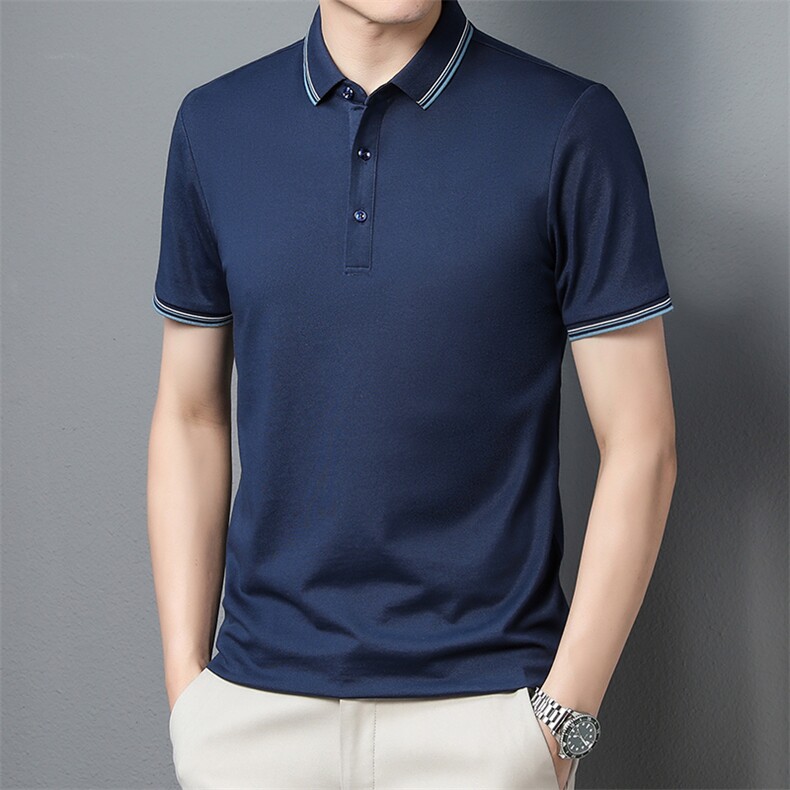 夏季新款男士翻领短袖t恤中年有领男装上衣服休闲POLO衫图片