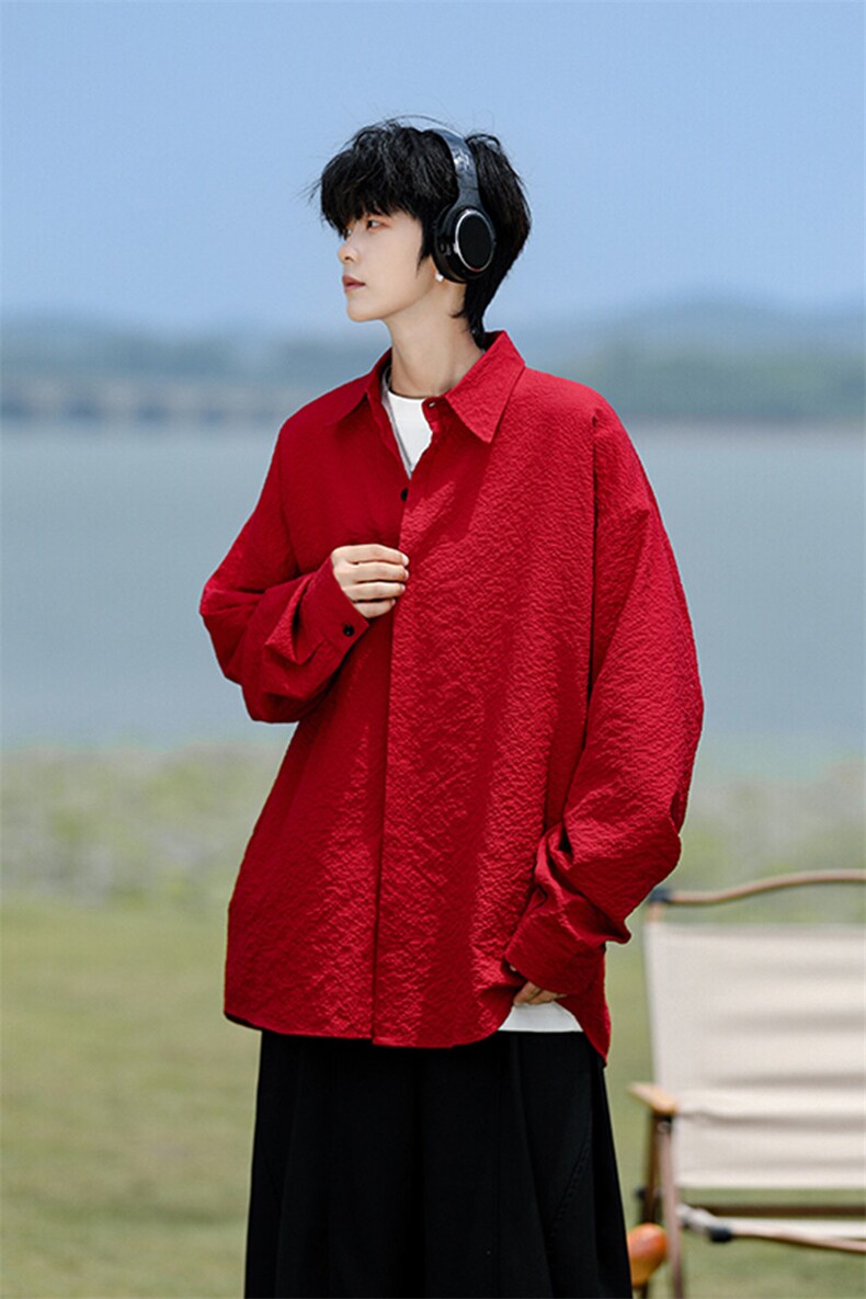 8XL-M泡泡纱盐缩肌理长袖衬衫男夏季冰丝外套防晒衬衣CS29007P40,男装衬衫,电商B312
