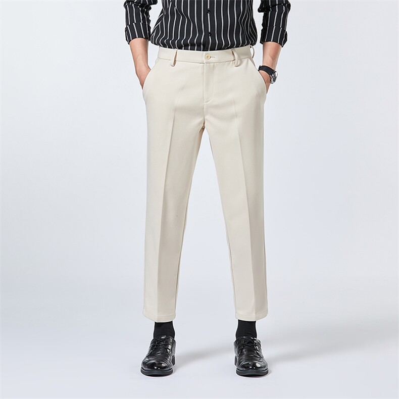 毛呢裤子男韩版秋冬季新款九分小西裤男士修身垂感西装长裤休闲裤，男装西服套装，星座505-2（原电商A260-1)